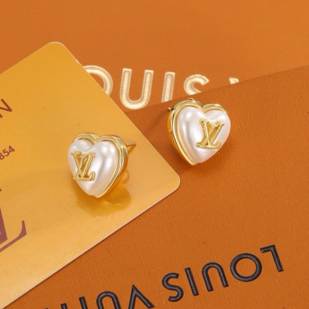 LV Gold and Cream Heart Earrings